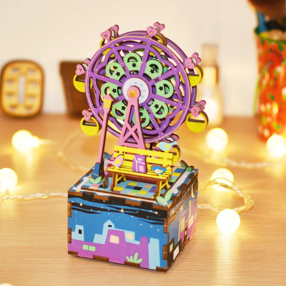 Achat Puzzle 3D DIY Boîte à Musique Grande Roue en Bois, Robotime